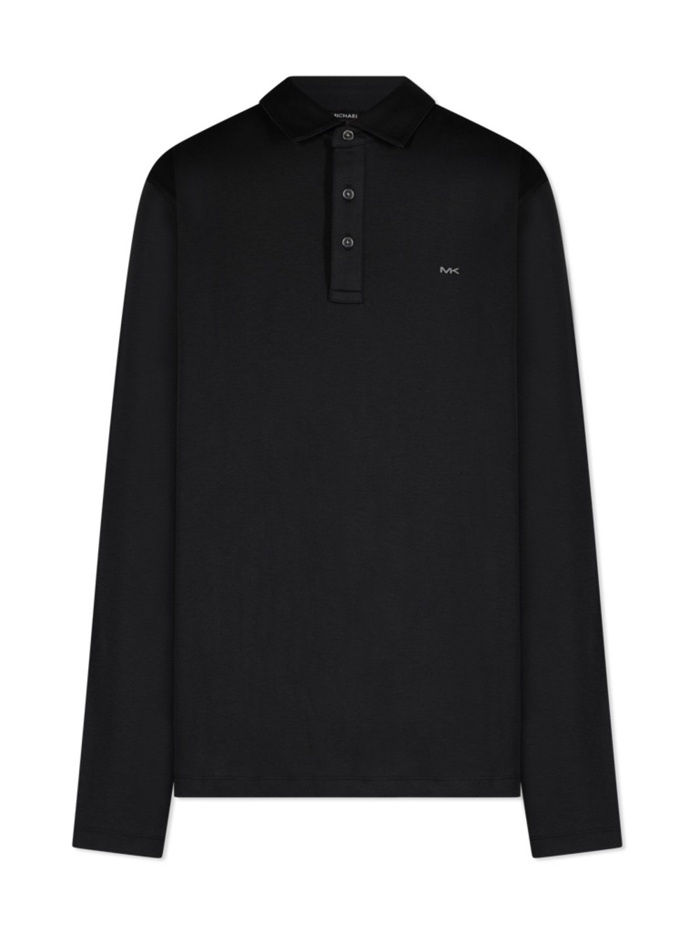 Michael Kors Men's Black Long Sleeve Polo with Subtle MK Logo